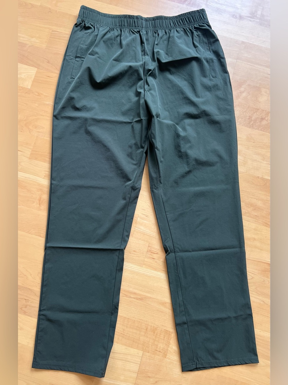 Women's Dark Green Elastic-Waist Casual Pants